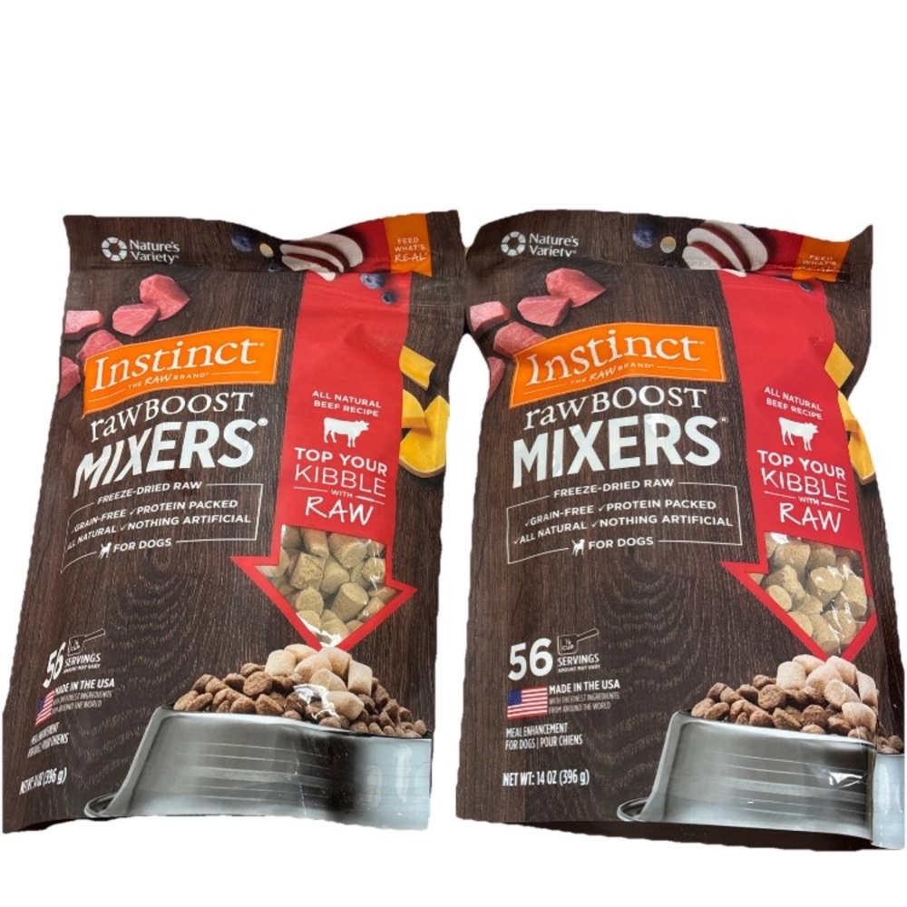 2-Pack Instinct Raw Boost Mixers Freeze Dried Raw Dog Food Topper Beef 14oz 8/27